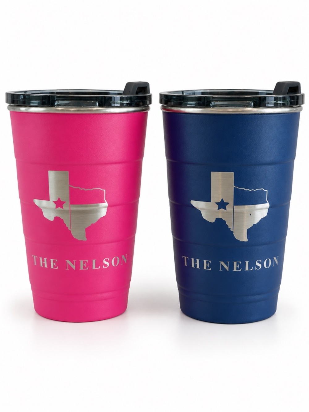 Pirani 16oz Insulated Tumblers The Nelson Texas Pink Navy Set of 2